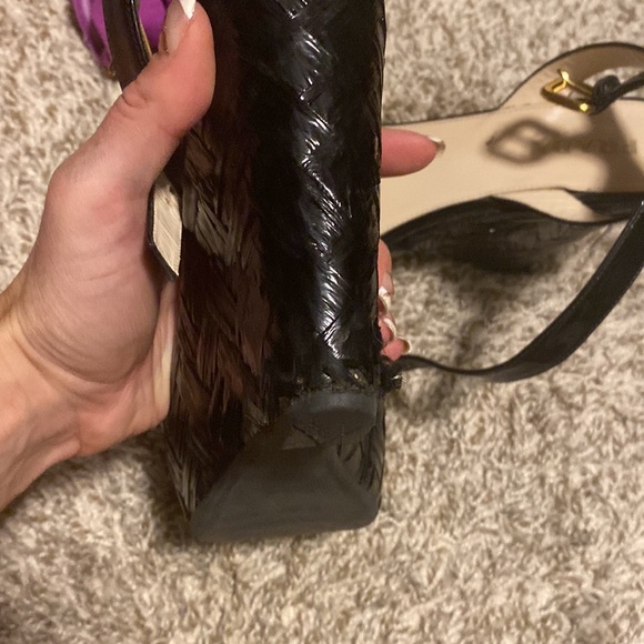 Prada patent leather basket weave detailed platform ankle strap wedges! - Picture 8 of 11